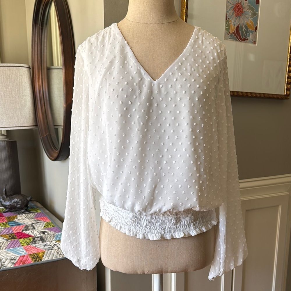 1. State Off White Smocked Blouse sz Medium